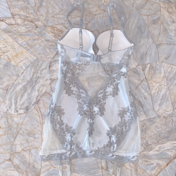 34B Stunning Floral Lace Mesh Bodysuit Teddy Corset Holiday Collection Rare - Picture 8 of 14